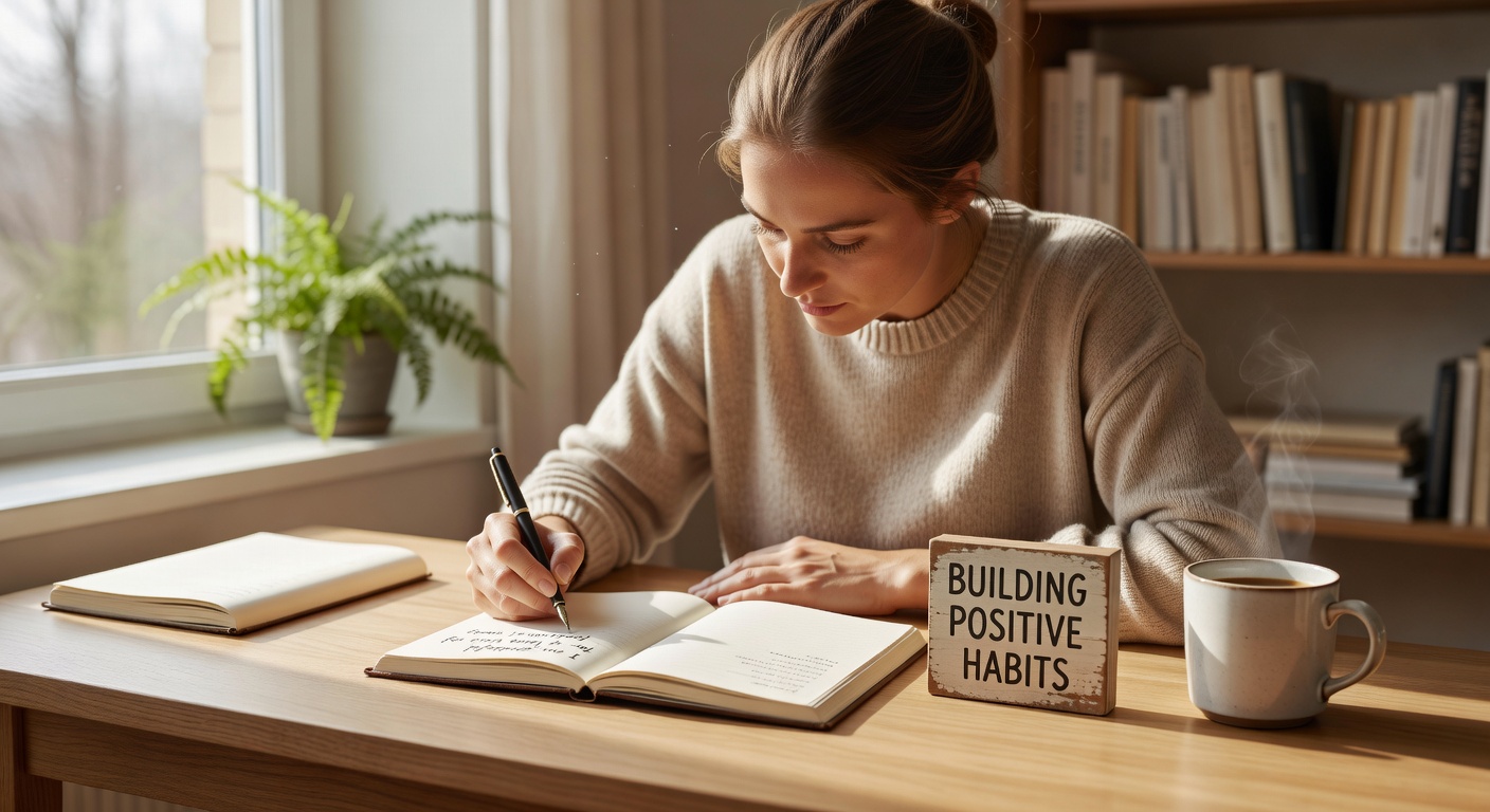 Gratitude journaling as an evening routine habit