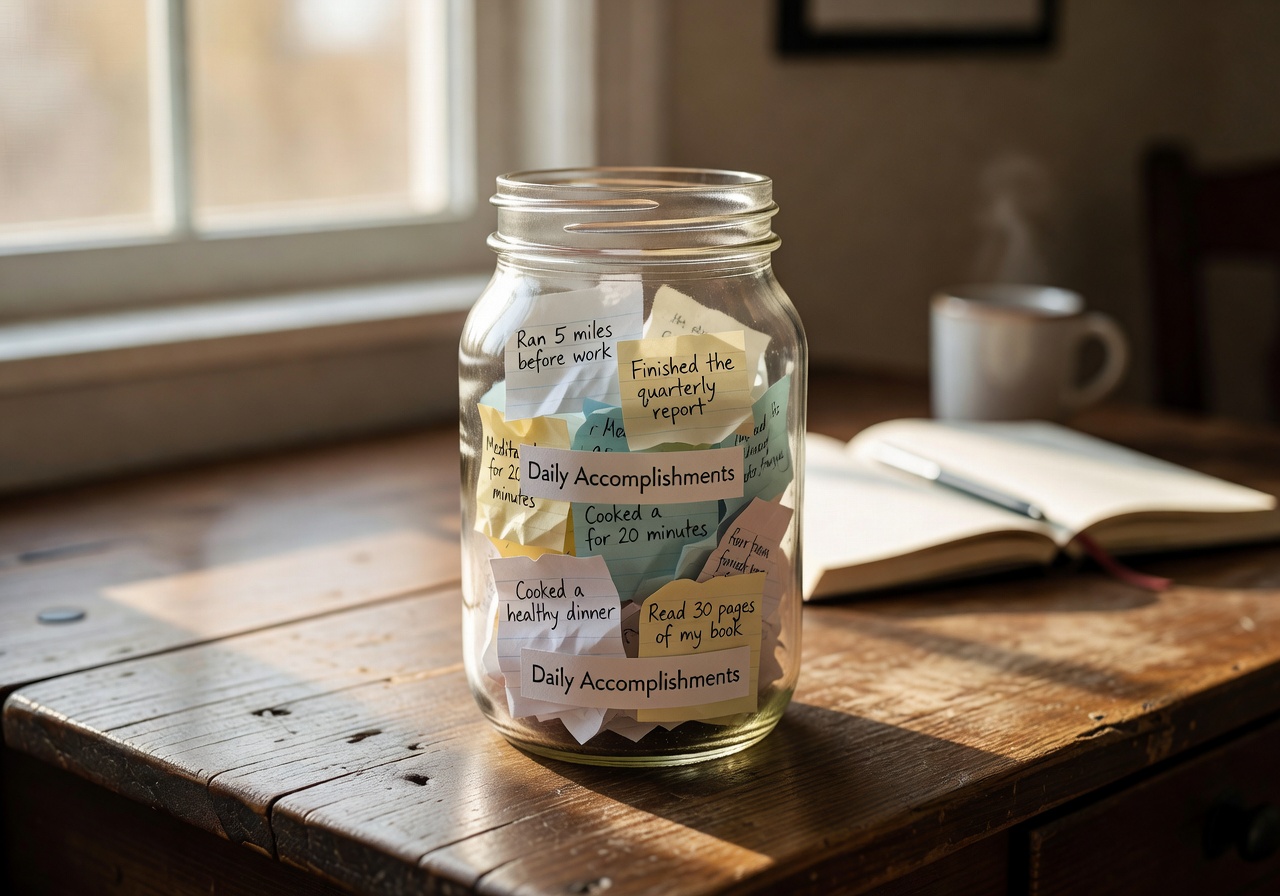 Habit accomplishment jar tracking completed habits