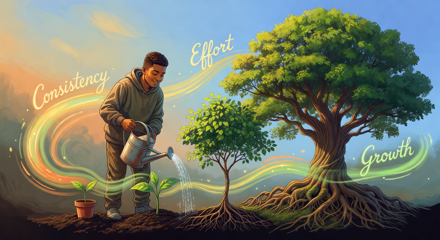 Personal growth plant representing habit development