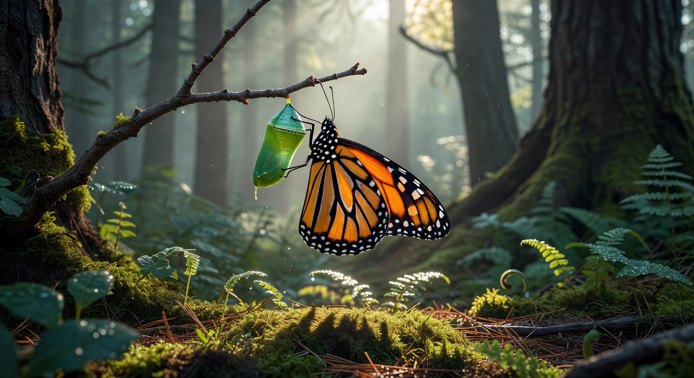 Transformation butterfly representing growth through micro-habits